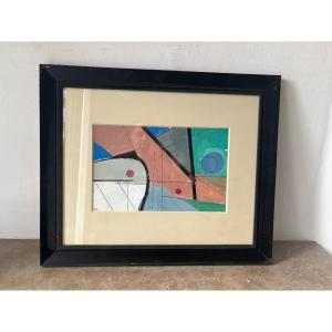 Signed Abstract Gouache From The 20th Century