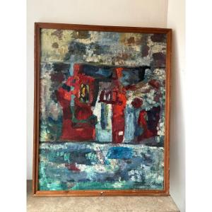 Abstract Composition Lines And Colors Signed Otto Schenk 1960