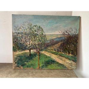 Landscape Of Flowering Trees By J. Gautherin