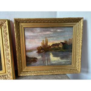 Sunset Landscape, Signed 1918