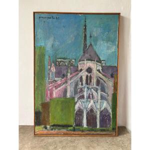 Notre Dame De Paris, Signed By Proszynska And Dated 1960