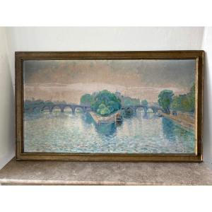 View Of The Pont Neuf And The île De La Cité, Signed Mahelin