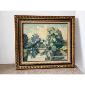 Fisherman On The River Signed Chapuis From 1925