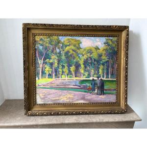 Family Walk In The Park By Jf Commauche (1892)