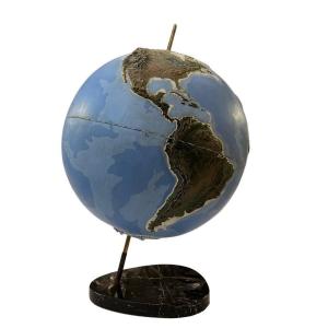 Important Terrestrial Globe In Paper Mache, France Circa 1950