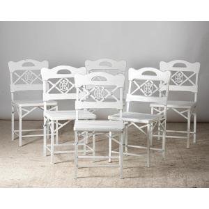 Six Garden Chairs, Restaurant “la Restauration”, Park Of The City Of Vichy, France, Circa 1880
