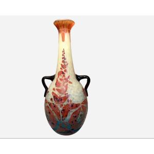 Large Vase With Butterflies, By Charles Schneider, Le Verre Français, France, Circa 1925