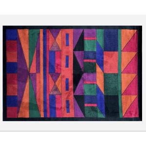 Large Rug In Wool With Geometric Design, France, Circa 1970