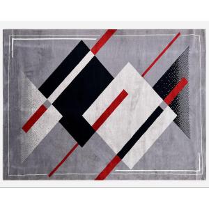 Large Rug In Wool With Geometric Design, France, Circa 1970