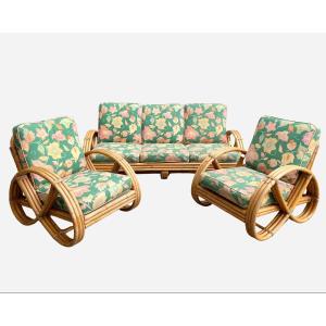 Bamboo And Rattan Living Room Furniture, France, 1960/1970