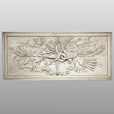 Woodwork Panel With Attributes Of The Sea, XIXth Century