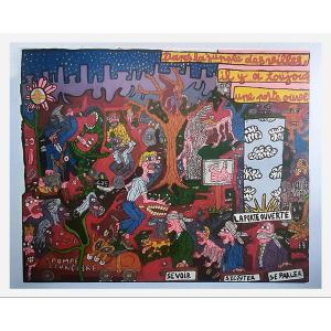 Large Canvas Poster, By Robert Combas, Paris, France, 1986