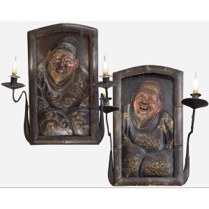 Rare Pair Of Sconces “aux Chinois”, Paris, France, Circa 1880