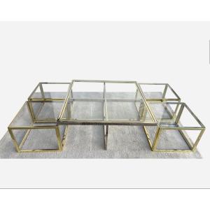 Coffee Table Including Four Nesting Coffee Tables, Paris, France, Circa 1970