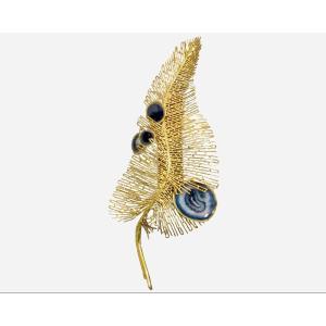 “peacock Feather” Wall Sculpture By Isabelle Masson-faure, France, Circa 1980