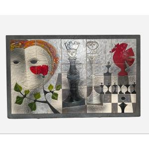Decorative Ceramic Panel, By Gilbert Valentin, Vallauris, France, Circa 1960