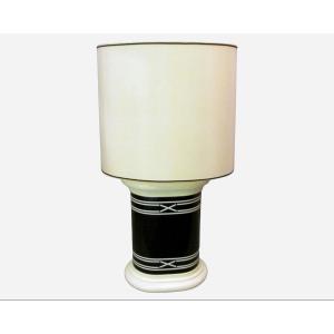 Large Cream And Black Lamp, France, 1970