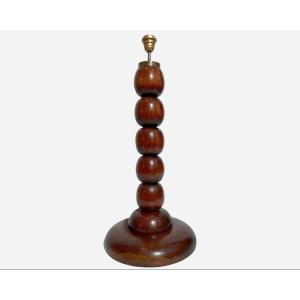 Large Turned Wooden Lamp Base, Attributed To Charles Dudouyt, Paris, France, Circa 1940 