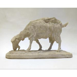 "grazing Goat", Studio Plaster Cast, By Pierre-jules Mêne, Paris, France, Circa 1844