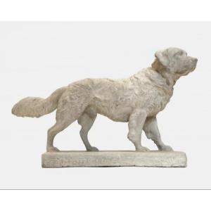 "faust, Terre-neuve Dog", Plaster Statuette, By F.c. Millet, France, Circa 1880