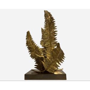 Rare Illuminated Sculpture "fern", By Chrystiane Charles, Maison Charles, France, Circa 1972