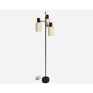 Rare Floor Lamp With Three Swivel Heads, Editions Royal-lumière Et/ou Lunel, France, Circa 1955