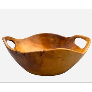 Large Carved Wooden Basket, France, Circa 1950