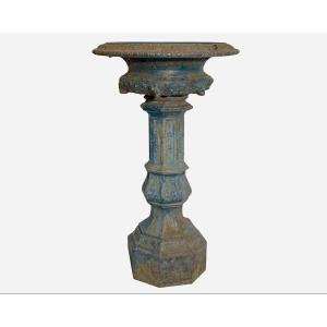 Large Cast Iron Pedestal Basin, England Or France, Circa 1850