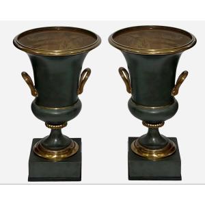 Pair Of Medici Empire Style Vase-lamps, France, Circa 1940