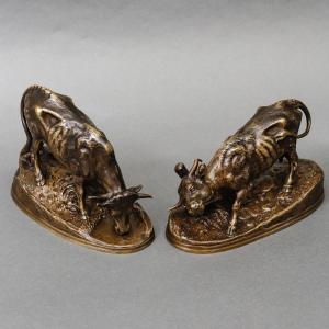 Pair Cow And Bull , Joseph François Victor Chemin (1823-1901)