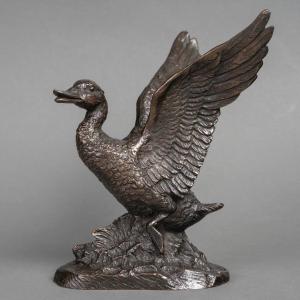 Sculpture - The Flight Of The Duck , Irénée Félix René Rochard (1906-1984) - Bronze