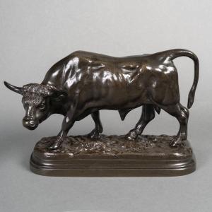 Sculpture - Standing Bull , Louis Vidal (1831-1892) - Bronze