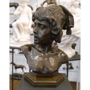 Sculpture - The Florentine Singer , Alphonse Van Beurden (1854 -1938) - Bronze