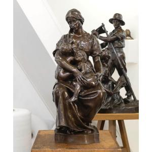 Sculpture - Maternity , Paul Dubois (1829-1905) - Bronze