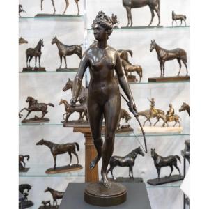 Sculpture - Diana The Huntress , Jean - Antoine Houdon (1741-1828) - Bronze
