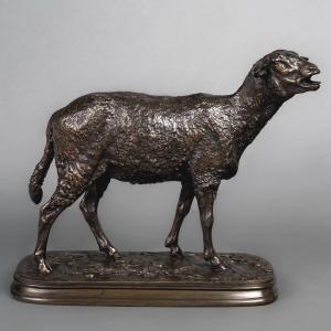 Sculpture - The Sheep Of The Vosges , Pierre-jules Mêne (1810-1879) - Bronze
