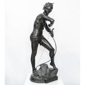 Sculpture - Sarpedon Drawing His Bow , Henri Peinte (1845-1912) - Bronze