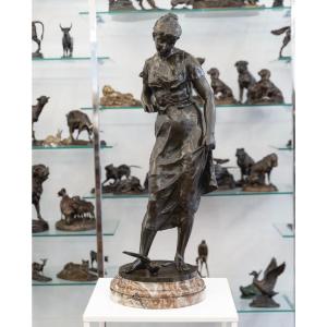 Sculpture - The Return Of The Swallows , Emile Joseph Nestor Carlier (1849-1927) - Bronze 