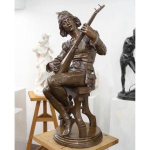 Sculpture - The Troubadour Emile Boisseau (1842-1923) - Bronze