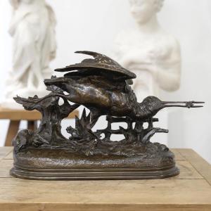 Sculpture - Woodcock Taking Flight , Jules Moigniez (1835-1894) - Bronze