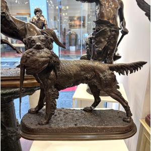 Sculpture - Setter Dog With Game , Jules Moigniez (1835-1894) - Bronze