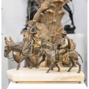 Sculpture - Don Quixote And Sancho Panza , Zumel F. Martinez De Luis (1898-1974) - Bronze