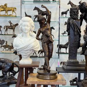 Sculpture - Harlequin , Henri Emile Allouard (1844 - 1929) - Bronze 