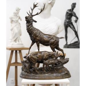 Deer Family, Hippolyte Heizler (1828-1871) & Charles Valton (1851-1918)