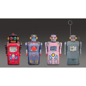 Masudaya Gang Of Five Robots :non Stop,radicon,target Robot,giant Sonic,japan