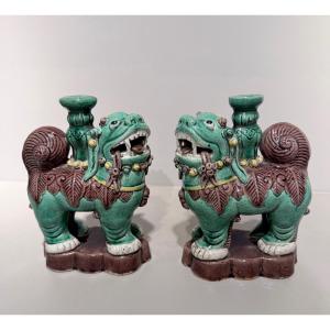 Fo Dog Pair  Incense Holder  China 