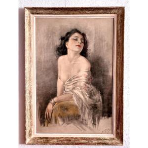 "yves Dieÿ, Portrait Of A Woman With Bare Breasts"