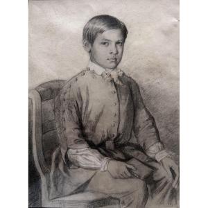 French School, Second Half Of The 19th Century, Young Schoolboy Holding A Book