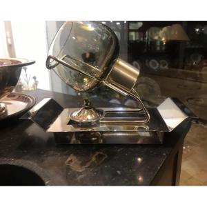 Alcohol Tasting Kit, Smoked Glass And Silver Metal