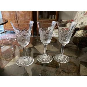 Saint Louis Suite Of 10 White Wine Or Porto Glasses All Signed 